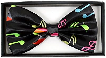 Men's Black &amp; Colorful Big Music Musical Notes Formal Pre-tied Bow Tie