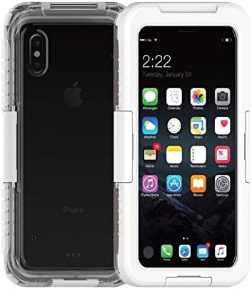 Iphone X 5.8 inch Waterproof Case For iPhone X Hybrid Swimming Diving Water ShockProof Outdoor Skiing Phone Cases For iPhoneX Hard Plasic+Silicone Cover (White)