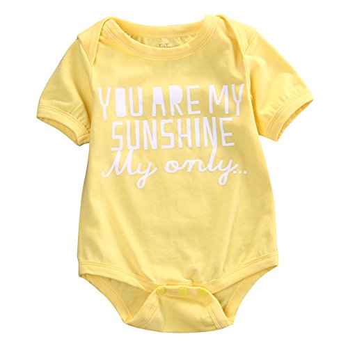 Rainbowlight Newborn Infant Baby Clothes T-shirt,Baby Tee “You’re My Sunshine” One piece Romper Set, Short Sleeve BabySuit (90/6-12 Months, Yellow)