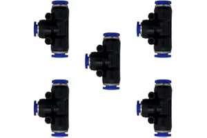 ROZESAZZ 5 Pcs 1/8" x 1/8"x 1/8" Pneumatic T Shaped 3 Way Tube Reducer Connector,Quick Push to Connect Tee Fitting