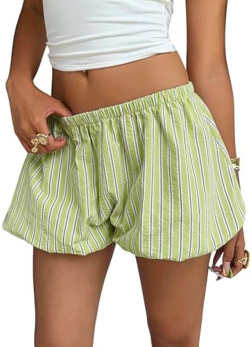 Women Y2K Silk Mini Bubble Shorts Ruffle Hem Low Waisted Satin