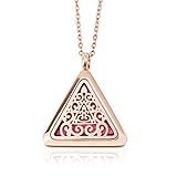 Aromatherapy Essential Oil Diffuser Necklace Stainless Steel Locket with Hypo-allergenic Stainless Steel Adjustable Chain(Rose Gold)