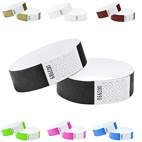 Paper Like Wristbands Made from Tyvek. 1000 Pack Black
