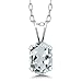 0.72 Ct Oval Shape Sky Blue Aquamarine Sterling Silver Pendant Necklace, 18
