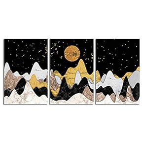 Canvas Wall Art Abstract Chinese Landscape Painting Artwork for Home Prints Framed - 16"x24" x 3 Panels