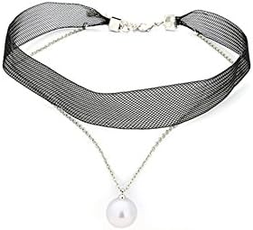 JMORY Black Layered Choker necklaces Alloy Pearl necklace