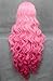 Kalyss Pink Curly Wigs for Women Middle Parted Heat Resistant Long Costume Wigs for Women