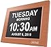 American Lifetime Newest Version, Day Clock Extra Large Impaired Vision Digital Clock with Backup and Alarm Options, Brown Wood Color