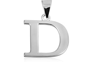 Claddagh Gold .925 Sterling Silver Initial Pendant Charm – Personalized Alphabet Letter Jewelry in 0.80mm or 0.55mm Block Font