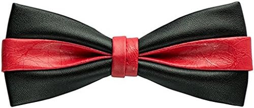 Boling Men's Adjustable PU leather Pre-tied Bow Tie Neck Bowtie Black and Red