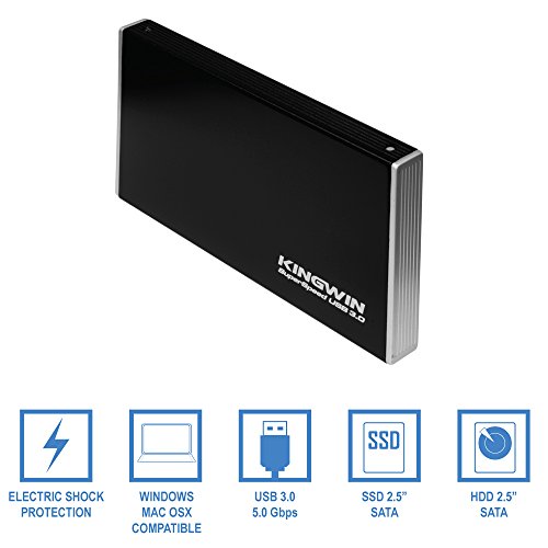 image for Kingwin SSD Hard Drive Enclosure USB 3.0 to SATA 2.5 Inch Solid State 