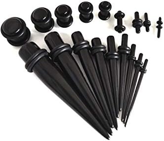 Wumio 拡張器 フレアセット アクリル製 黒 9サイズセット 14g 00g ピアスホールの