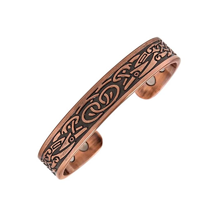 Reevaria - Pure Copper Magnetic Heavyweight Cuff Bracelet for Men, with 8 Magnets 3500 Gauss- Recovery and Pain Relief…