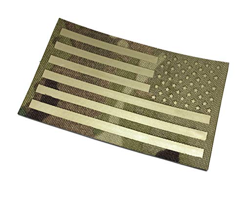 Reversed Mil-Spec Multicam Tactical 3.5" x 2" THERMAL REFLECTIVE American Flag Patch