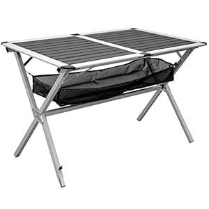 AMANKA Aluminium Campingtafel 110×70 cm – Klaptafel Vouwtafel opbergnet Roltafel Antraciet