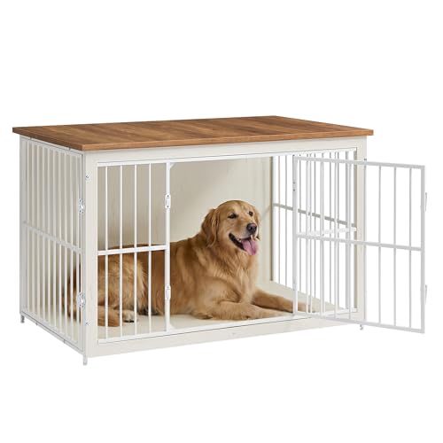 Feandrea Wooden Dog Crate Furniture, 48 Inches Heavy-Duty Kennel for Dogs up to…