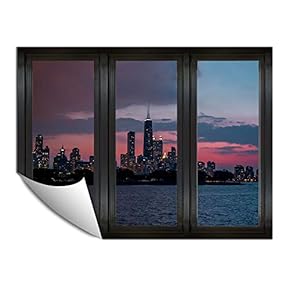 Wall Paper Small Wall Mural City at Night Wall Art Removable Wall Decoration for Bedroom Living Room - 24x32 inches