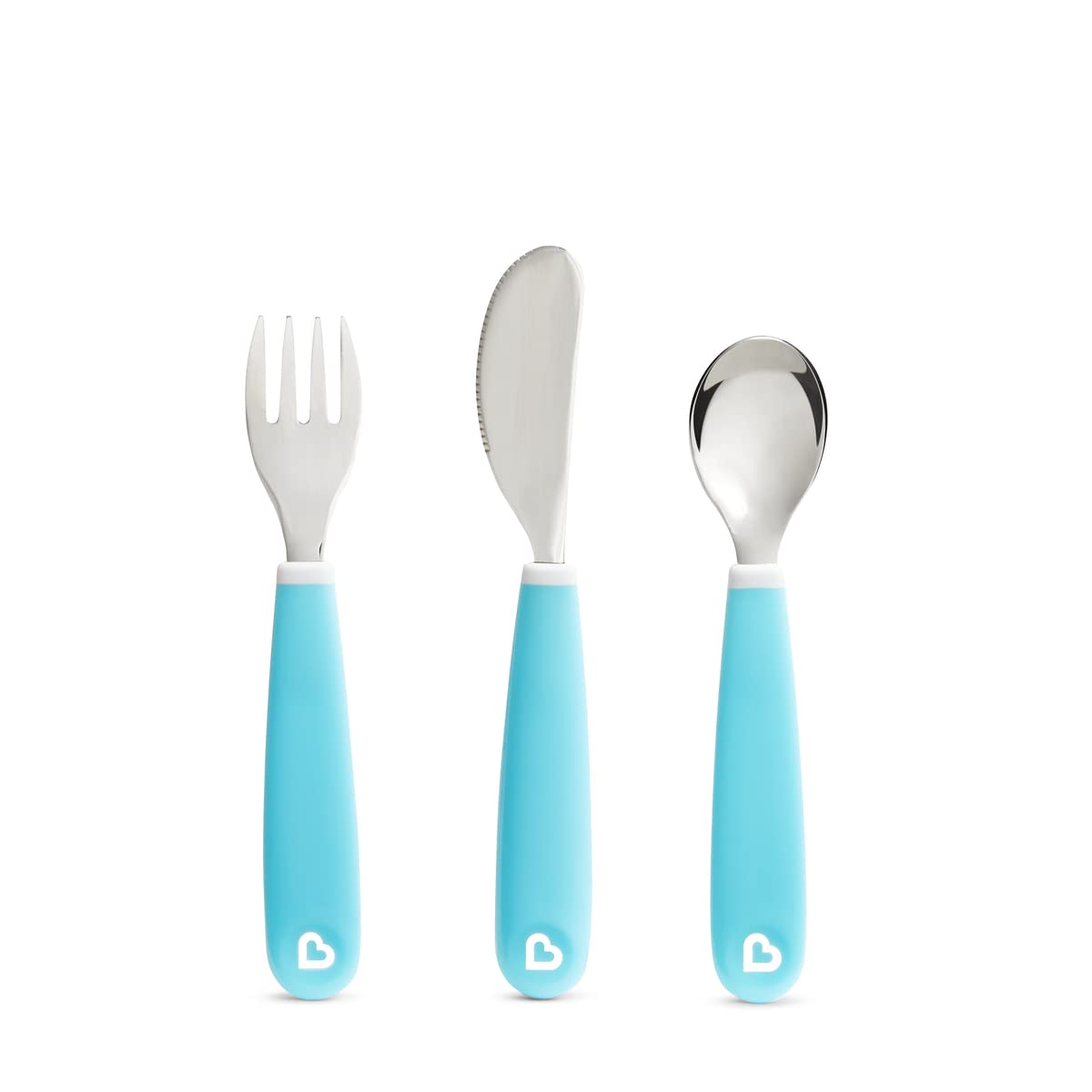 Munchkin Splash Toddler Cutlery Set (Fork, Knife & Spoon), Blue | BPA-Free, Dishwasher Safe, Easy-Grip Utensils for Self-Feeding | Safe Flatware for Babies & Toddlers 18+ Months