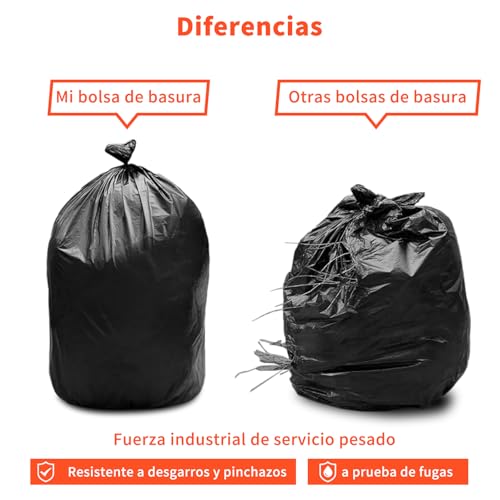OranSee Bolsas para Basura Jumbo 70x90 cm (90 Litros), Extra Gruesas 45 Micrómetros Uso Rudo, Resistencia 30 kg para Botes Grandes, Restaurantes y Jardín, Color Negro (Paquete de 1 kg, 14 Piezas)