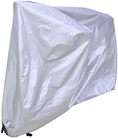 FAMONEY 4 styles 190T nylon Motorcycle Bike Bicycle Cover high density slim and durability,Anti-Sun&Anti- rain&Anti-dust,include a carrying bag (Sliver, X-Large)