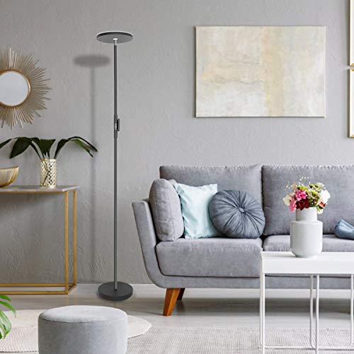 LED Torchiere Floor Lamp 20W with Super Bright Light,Adjustable Tall Standing Pole Light, Remote Control Uplight Floor Lamp for Reading, Living Room, Bedroom, Office (Black) - Thumbnail 5