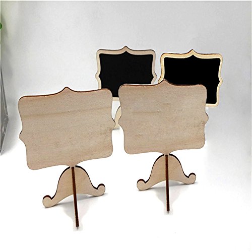 YuKing Mini Wooden Chalkboards Signs Rectangle Chalkboards Blackboard with Stand Wedding Place Card Label Tags, 3.26 x 2.36 Inch,Set of 10