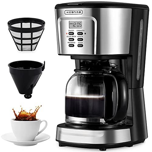 Kognita 12 Cup Coffee Maker, Programmable Small Coffee Maker with Glass