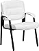 Flash Furniture Haeger White LeatherSoft Executive Side Reception Chair with Black Metal Frame