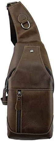 CMXSEVENDAY NOB019 Small Mens Sling Backpack Leather Sling Bag with Multiple Pockets, fit for 7.9'' iPad Mini - Brown