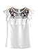 Floerns Women's Ruffle Embroidery Mesh Summer Chiffon Blouse