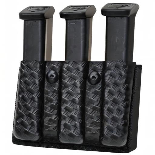 Safariland 775 Slimline Open Top Triple Magazine Pouch, GLOCK 17/22, Basketweave Black
