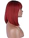 Kalyss Bob Short Hair Wig for Women Heat Resistant Yaki Synthetic Hair Brown Women's Wig With Hair Bangs (ombre burgundy red)