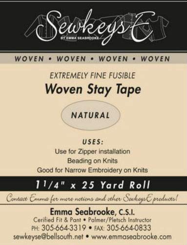 Natural - 1.25" Woven Stay Tape - 1.25" X 25 Yards SewkeysE Extremely Fine Fusible Tape Sold by The 25 Yard Roll (SST1.25-NAT) M494.15
