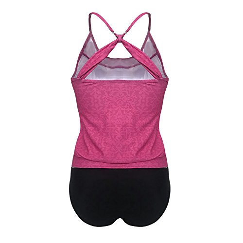 ASERTY Women Plus Size Printed Tankini Bikini Swimwear Swimsuit Bathing Suit Hot Pink - Thumbnail 2