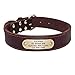Beirui Genuine Leather Personalized Dog Collars with Nameplate ID Tags, Custom Dog Collars Engraved for Medium Large Dogs,Dark Red,S(1