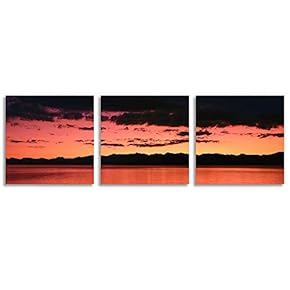 Canvas Wall Art Abstract Bridges Beautiful Sunset Painting Artwork for Home Prints Framed - 12"x12"x3 Panels