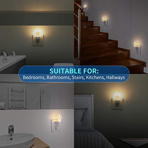 Star Plug-in LED Night Light – Dusk to Dawn Sensor & Manual Switch, Adjustable Brightness, Décor, Gift, Cute Nightlight for Bathroom, Kids, Nursery