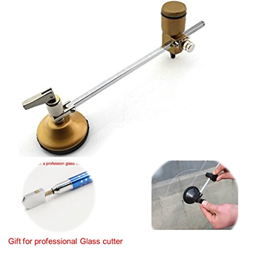 Bloomoak Compass Heavy Duty Circular Glass Cutter with Round Knob Handle and Suction Cup Adjustable Diamond Glass Cutter Tool Set 60 cm