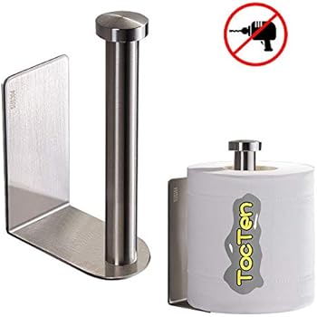Toilet Paper Holder, Self Adhesive TocTen 304 Stainless Steel Rustproof Toilet Paper Roll Holder, No Drilling Design Easy to Install, The Bathroom Accessory Suitable for Office Kitchen and Bathroom