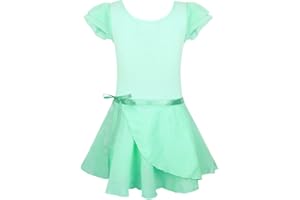 EQSJIU Ballet Leotards for Girls with Removable Skirt Combo Tie Ruffle Sleeve Outfit