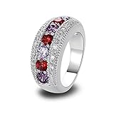 Psiroy 925 Sterling Silver Garnet Eternity Band Promise Engagement Filled Ring