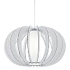 EGLO Stellato 2 Hanglamp, vintage hanglamp met 1 lichtpunt, hanglamp van staal, hout en glas in wit, eettafellamp…