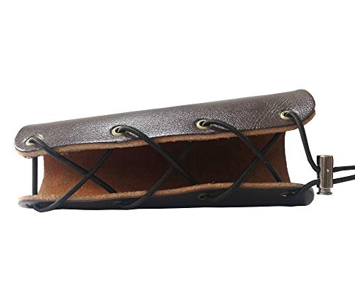 Nachvorn Archery Arm Protector,Adult Youth Leather 3-Strap Arm Guard Hunting Shooting Arrow Bow Gear Accessories Black 7inch