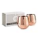 VonShef Double Walled Stemless Copper Wine Glass, Stainless Steel, Set of 2