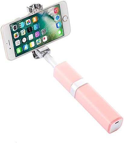 Delabest Bluetooth Extendable Selfie Stick with Girly Lipstick Design for iPhones, Android and Windows Phones (Pink)