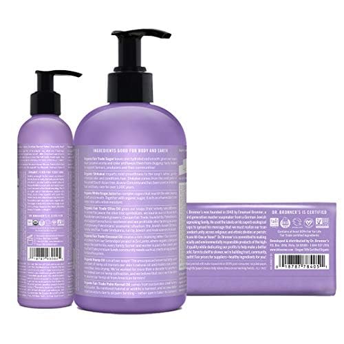 Dr. Bronner's 3Piece Organic Lavender Gift Set 1 Sugar Pump Soap 12Ounces, 1 Body Lotion, 1
