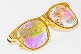 Festival Junkie RaveBans (Gold) PLUR-Vision Rainbow Diamond Kaleidoscope Glasses