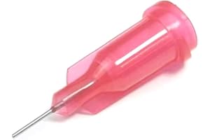 SANANTS 25 Gauge 0.25 Inch Industrial Micro Low-Viscosity Liquid Blunt Dispensing Needle, Luer Lock, Precision Stainless Steel, Red 20 Pack