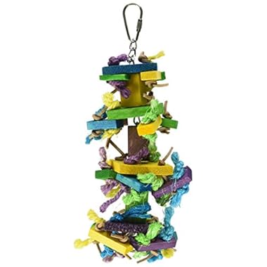 Featherland Paradise Knots N Blocks Bird Toy, Bird Toys, for Parrots, Cockatoos, Macaws, Very Large Birds and Big Beaks