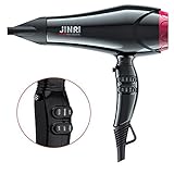 Jinri 1875W Professional Salon Hair Dryer for Faster Drying, Negative Ion Hair Blow Dryer with 2 Speed and 3 Heat Setting Ceramic Hair Dryer,AC Motor Blow dryer with Concentrator,ETL Certified